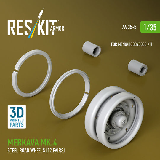 Merkava Mk.4 steel road wheels (12 pairs) (3D Printed) for Meng / Hobby Boss