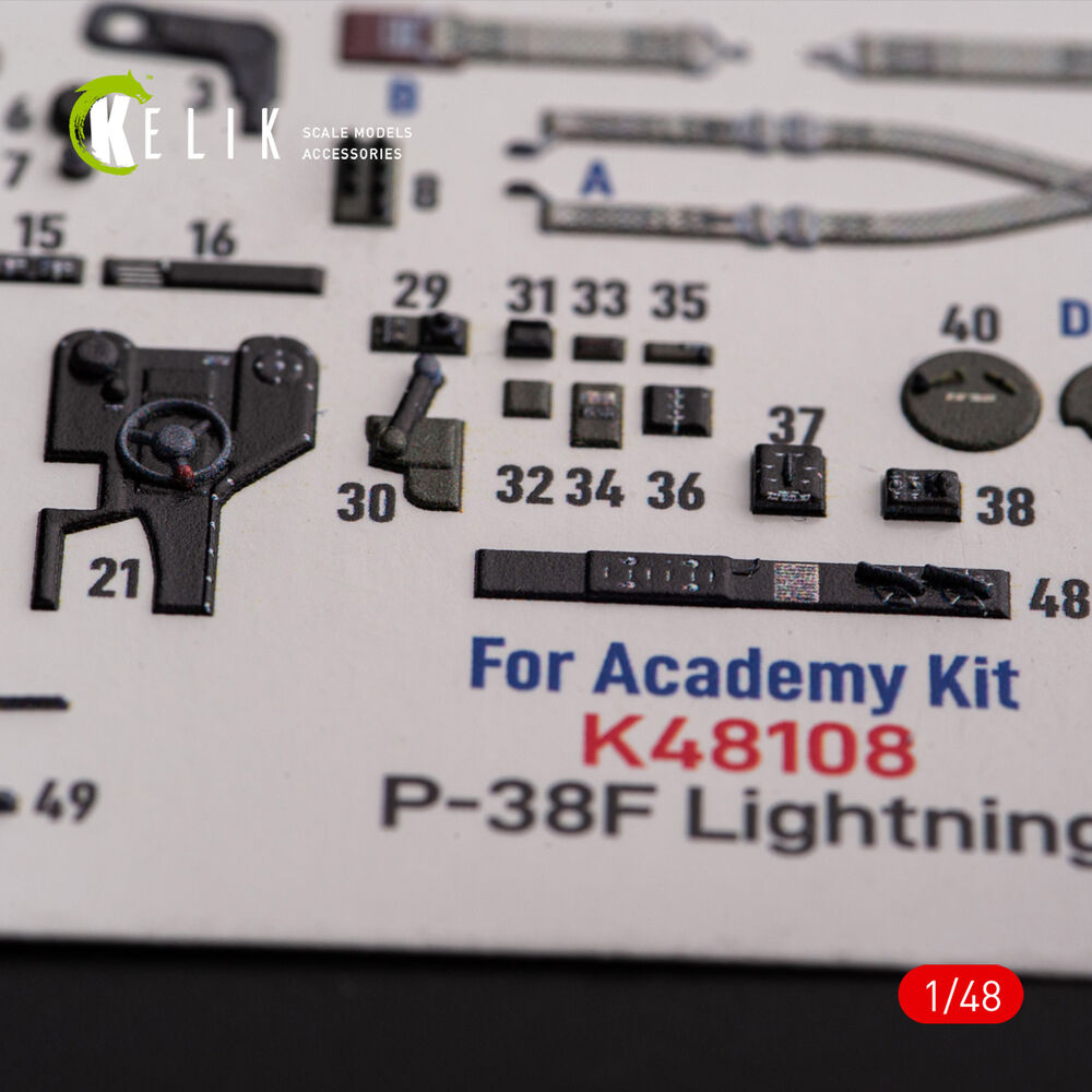 ?-38F Lightning - interior 3D decals for Academy kit