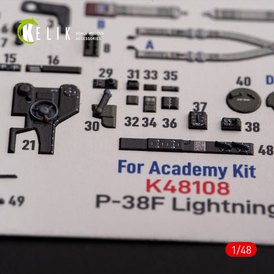 ?-38F Lightning - interior 3D decals for Academy kit