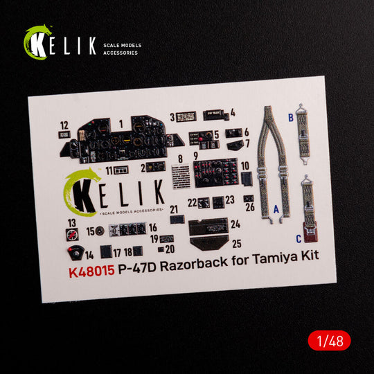 P-47D Razorback interior 3D decals for Tamiya kit