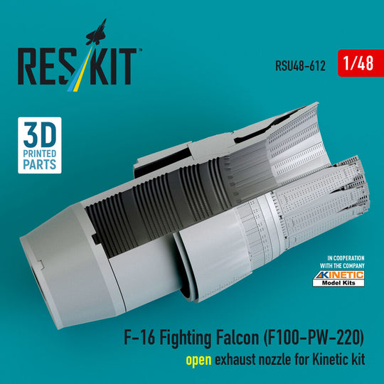 F-16 Fighting Falcon (F100-PW-220) open exhaust nozzle for Kinetic kit (3D Printed)