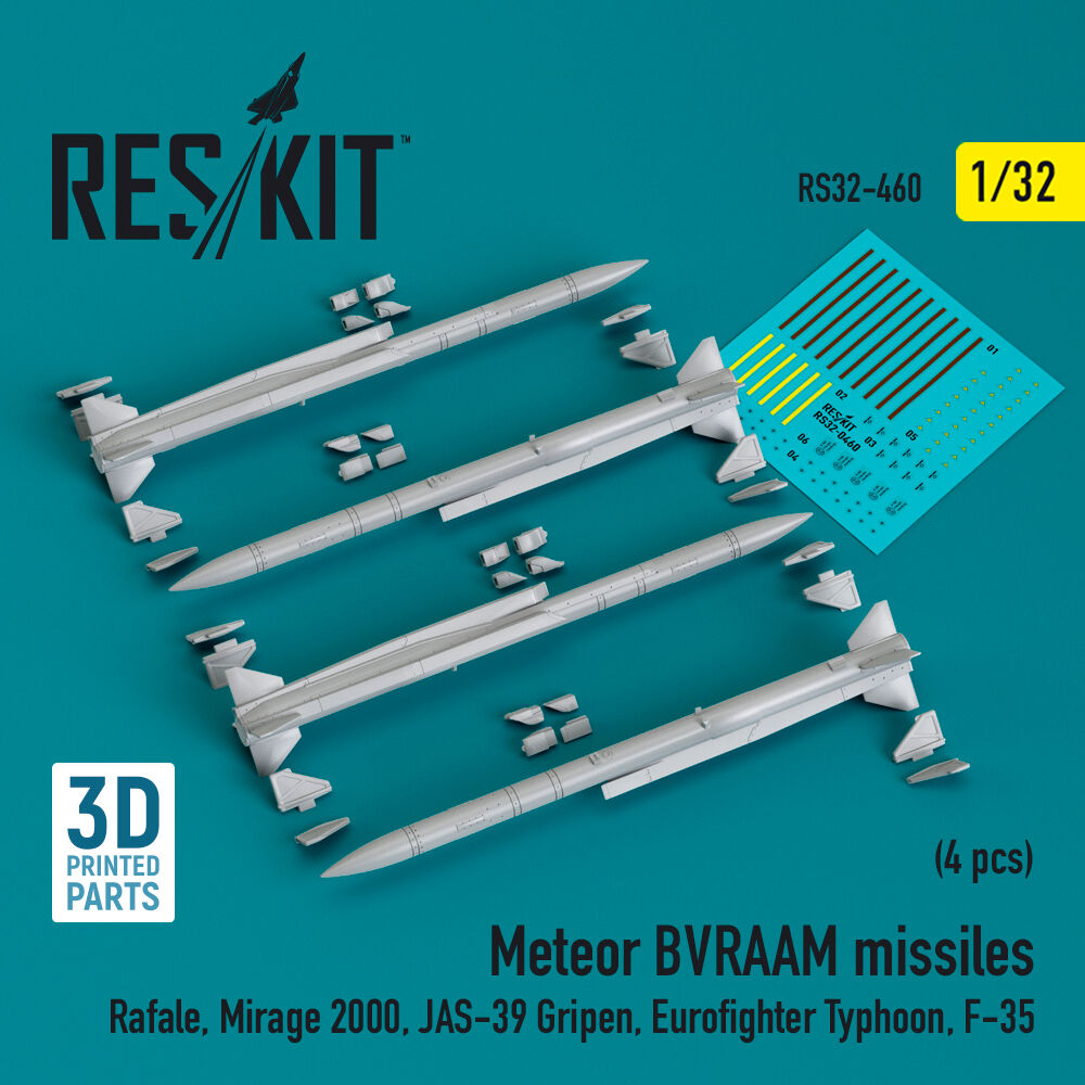 Meteor BVRAAM missiles (4 pcs) (Rafale, Mirage 2000, JAS-39 Gripen, Eurofighter Typhoon, F-35) (3D Printed)