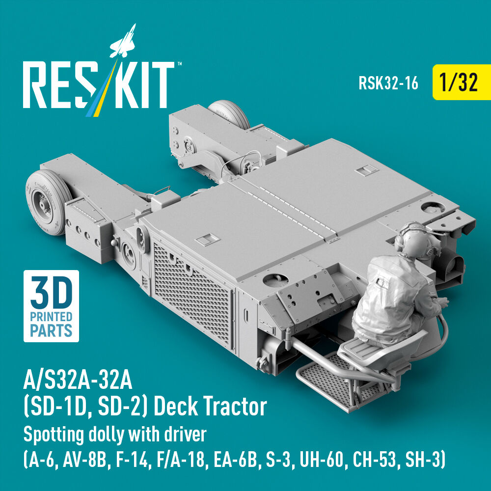 A/S32A-32A (SD-1D, SD-2) Deck Tractor Spotting dolly with driver (A-6, AV-8B, F-14, F/A-18, EA-6B, S-3, UH-60, CH-53, SH-3) (3D Printed model kit)