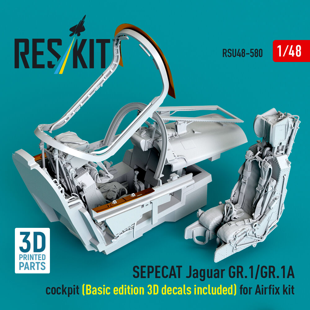 SEPECAT Jaguar GR.1/GR.1A cockpit (Basic edition 3D decals included) (3D Printed) for Airfix