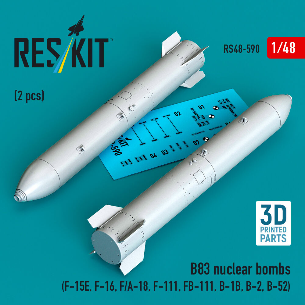 B83 nuclear bombs (2 pcs) (F-15E, F-16, F/A-18, F-111, FB-111, B-1B, B-2, B-52) (3D Printed)
