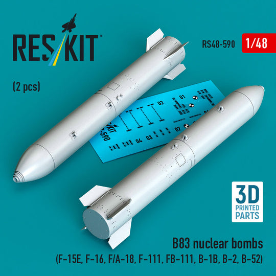 B83 nuclear bombs (2 pcs) (F-15E, F-16, F/A-18, F-111, FB-111, B-1B, B-2, B-52) (3D Printed)