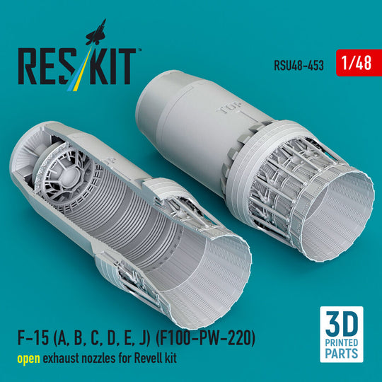 F-15 (A, B, C, D, E, J) (F100-PW-220) open exhaust nozzles for Revell kit (3D Printed)