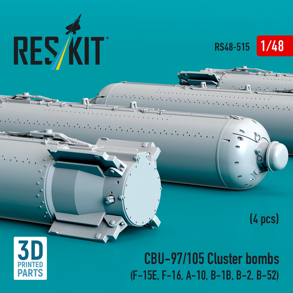 CBU-97/105 cluster bombs (4 pcs) (F-15E, F-16, A-10, B-1B, B-2, B-52) (3D Printed)