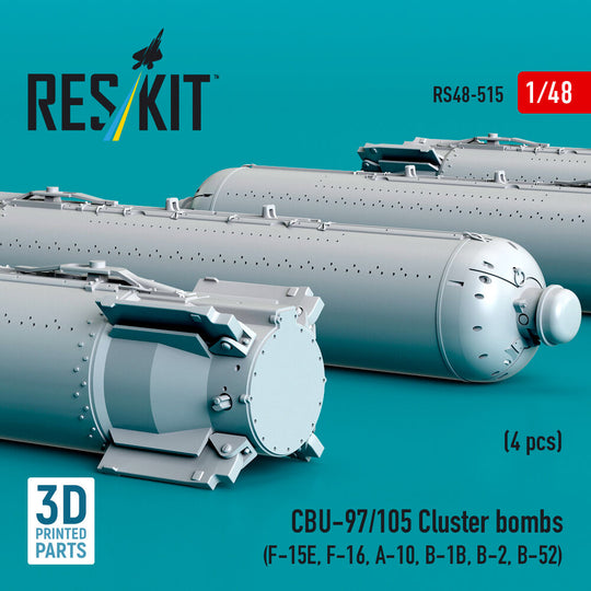 CBU-97/105 cluster bombs (4 pcs) (F-15E, F-16, A-10, B-1B, B-2, B-52) (3D Printed)