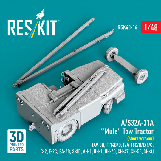 A/S32A-31A Mule Tow Tractor (short version) (AV-8B, F-14B/D, F/A-18C/D/E/F/G, C-2, E-2?, EA-6B, S-3B, AH-1, UH-1, UH-60, CH-47, CH-53, SH-3) (3D Printed model kit)