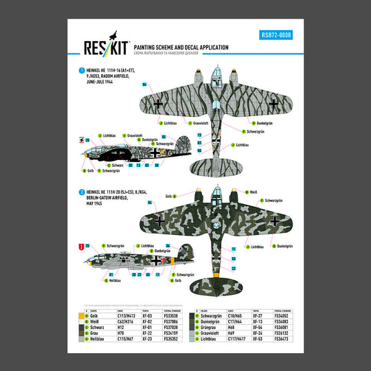 Heinkel He 111 (H-16,H-20,H-22) late series (Decals)