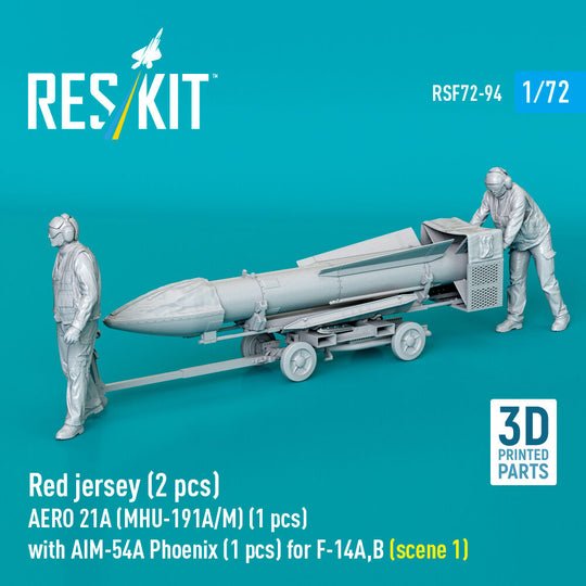 Red jersey (2 pcs) AERO 21A (MHU-191A/M) (1 pcs) with AIM-54A Phoenix (1 pcs) for F-14A,B (scene 1) (3D Printed)