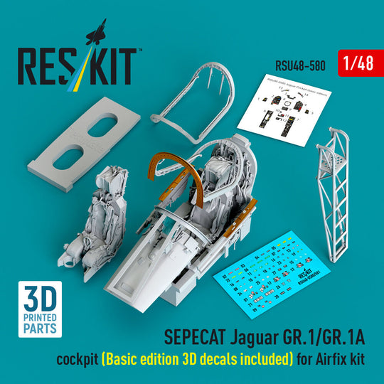 SEPECAT Jaguar GR.1/GR.1A cockpit (Basic edition 3D decals included) (3D Printed) for Airfix