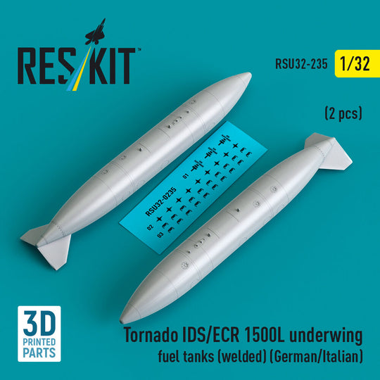 Tornado IDS/ECR 1500L underwing fuel tanks (welded) (German AF / Italian AF) (2 pcs) (3D Printed)