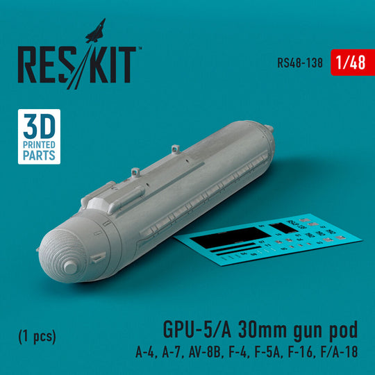 GPU-5/A 30mm gun pod (1 pcs) (A-4, A-7, AV-8B, F-4, F-5A, F-16, F/A-18) (3D Printed)