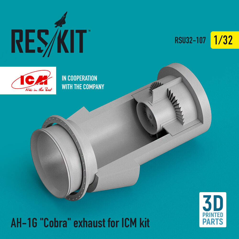 AH-1G Cobra exhaust for ICM kit (3D Printed)