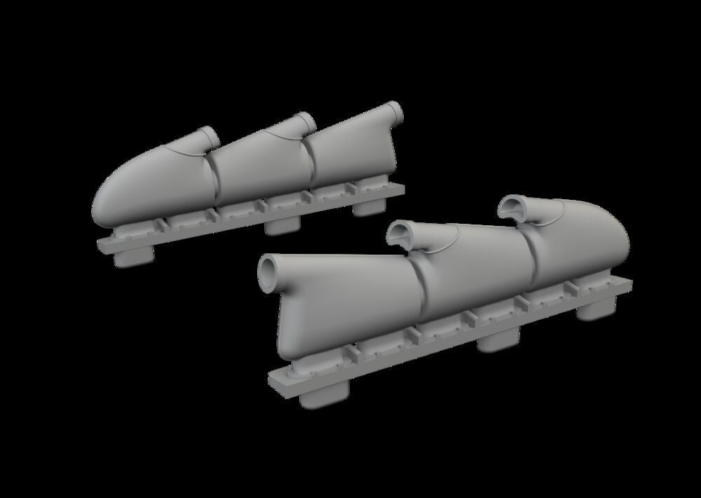 Spitfire Mk.V three-stacks exhaust rounded PRINT for Eduard