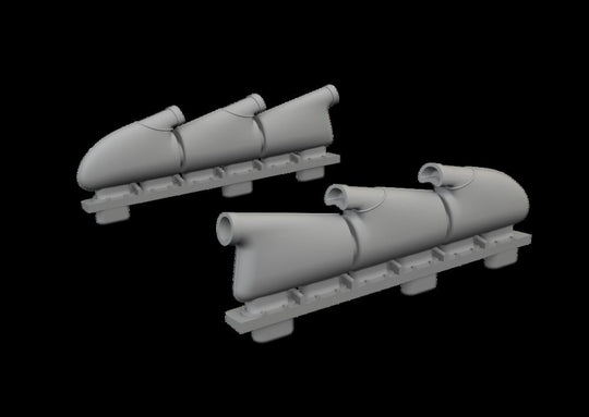 Spitfire Mk.V three-stacks exhaust rounded PRINT for Eduard
