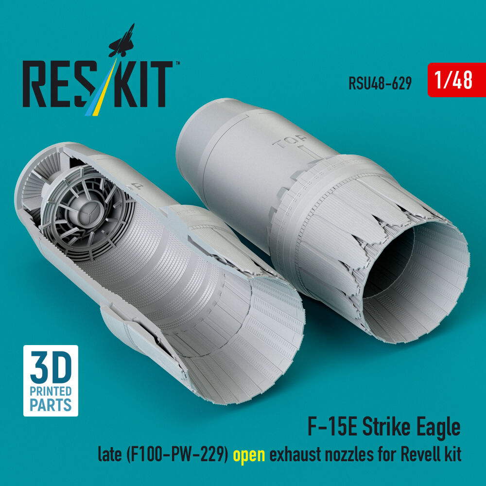 F?15E Strike Eagle late (F100-PW-229) open exhaust nozzles for Revell kit (3D Printed)
