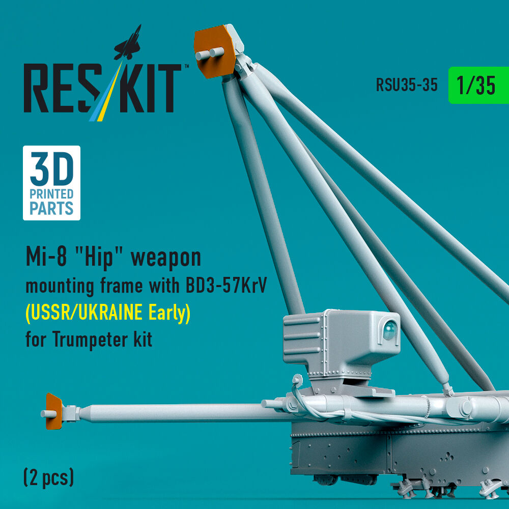 Mi-8 Hip weapon mounting frame with BD3-57KrV (USSR/UKRAINE Early) for Trumpeter kit (2 pcs) (3D Printed)