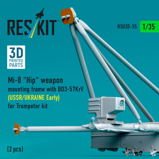 Mi-8 Hip weapon mounting frame with BD3-57KrV (USSR/UKRAINE Early) for Trumpeter kit (2 pcs) (3D Printed)