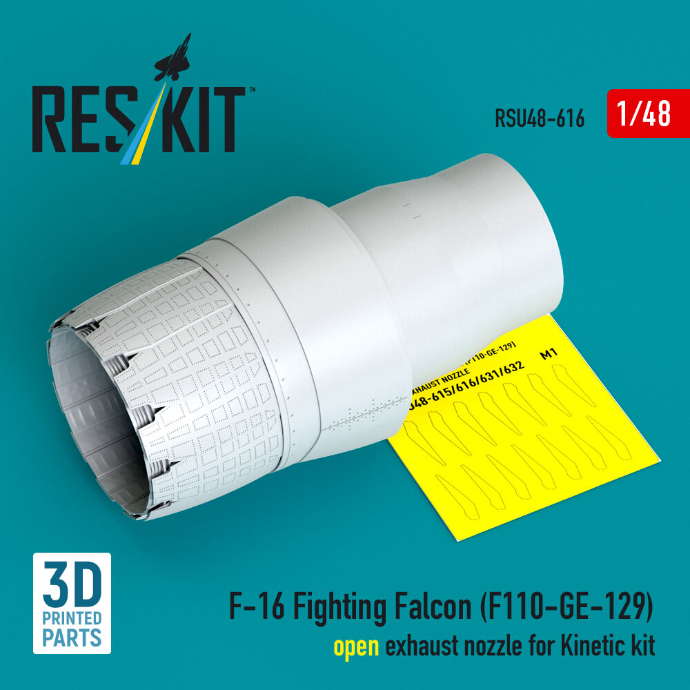 F-16 Fighting Falcon (F110-GE-129) open exhaust nozzle for Kinetic kit (3D Printed)