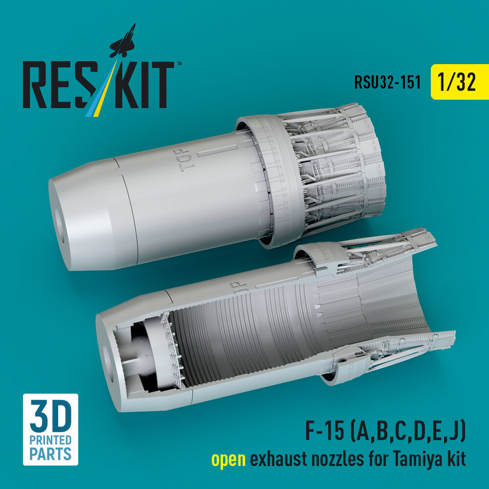 F?15 Eagle/Strike Eagle (A,B,C,D,E early,J) F100-PW-220 open exhaust nozzles for Tamiya kit (3D Printed)