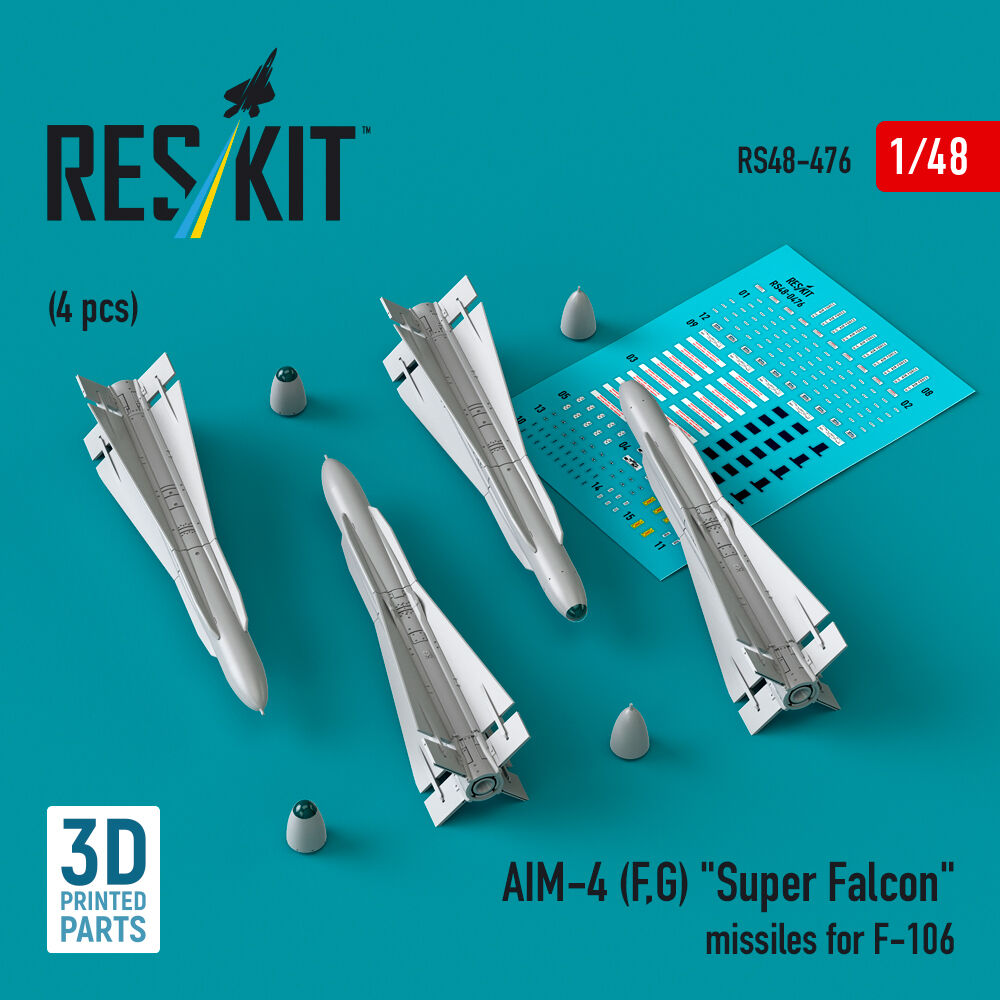 AIM-4 (F, G) Super Falcon missiles for F-106 (4 pcs) (3D Printed)