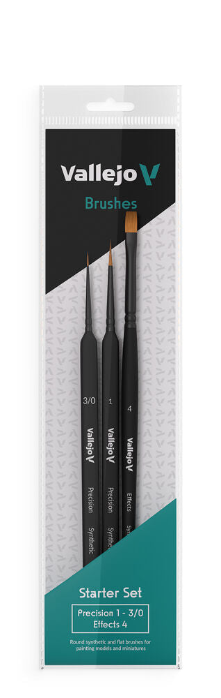 Starter Set (Round No.1 & 3/0 Triangular Handle, Flat No.4, synthetics)