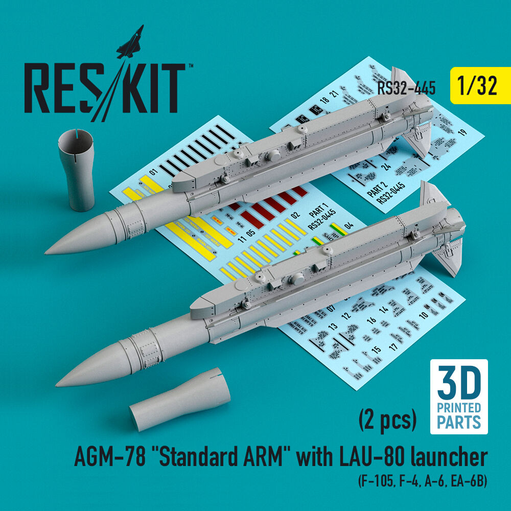 AGM-78 Standard ARM with LAU-80 launcher (2 pcs) (F-105,F-4,A-6,EA-6B) (3D Printed)