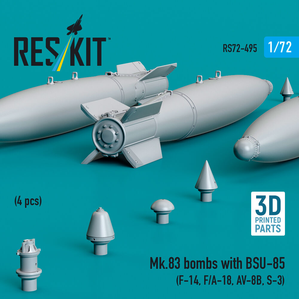 Mk.83 bombs with BSU-85 (4 pcs) (F-14, F/A-18, AV-8B, S-3) (3D printed)