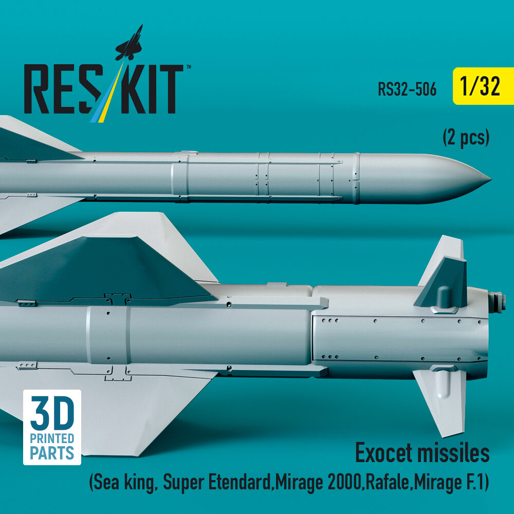 Exocet missiles (2 pcs) (Sea King, Super Etendard, Mirage 2000, Rafale, Mirage F.1) (3D Printed)