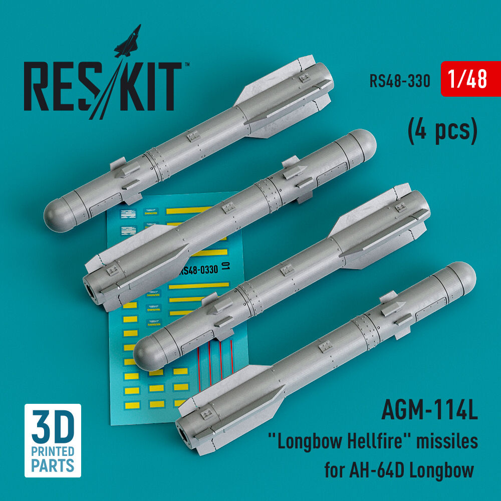 AGM-114L Longbow Hellfire missiles (4 pcs)(AH-64D Longbow) (3D Printed)