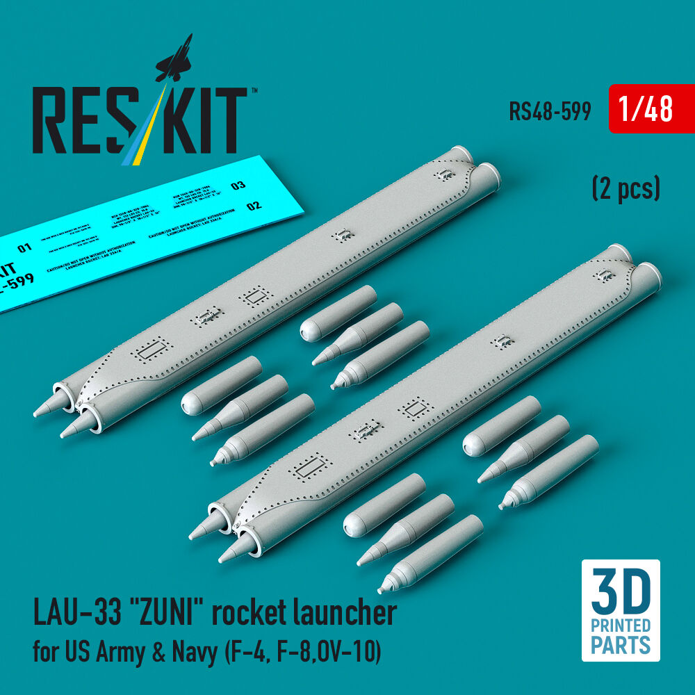 LAU-33 ZUNI rocket launcher for US Army & Navy (2 pcs) (F-4, F-8, OV-10) (3D Printed)