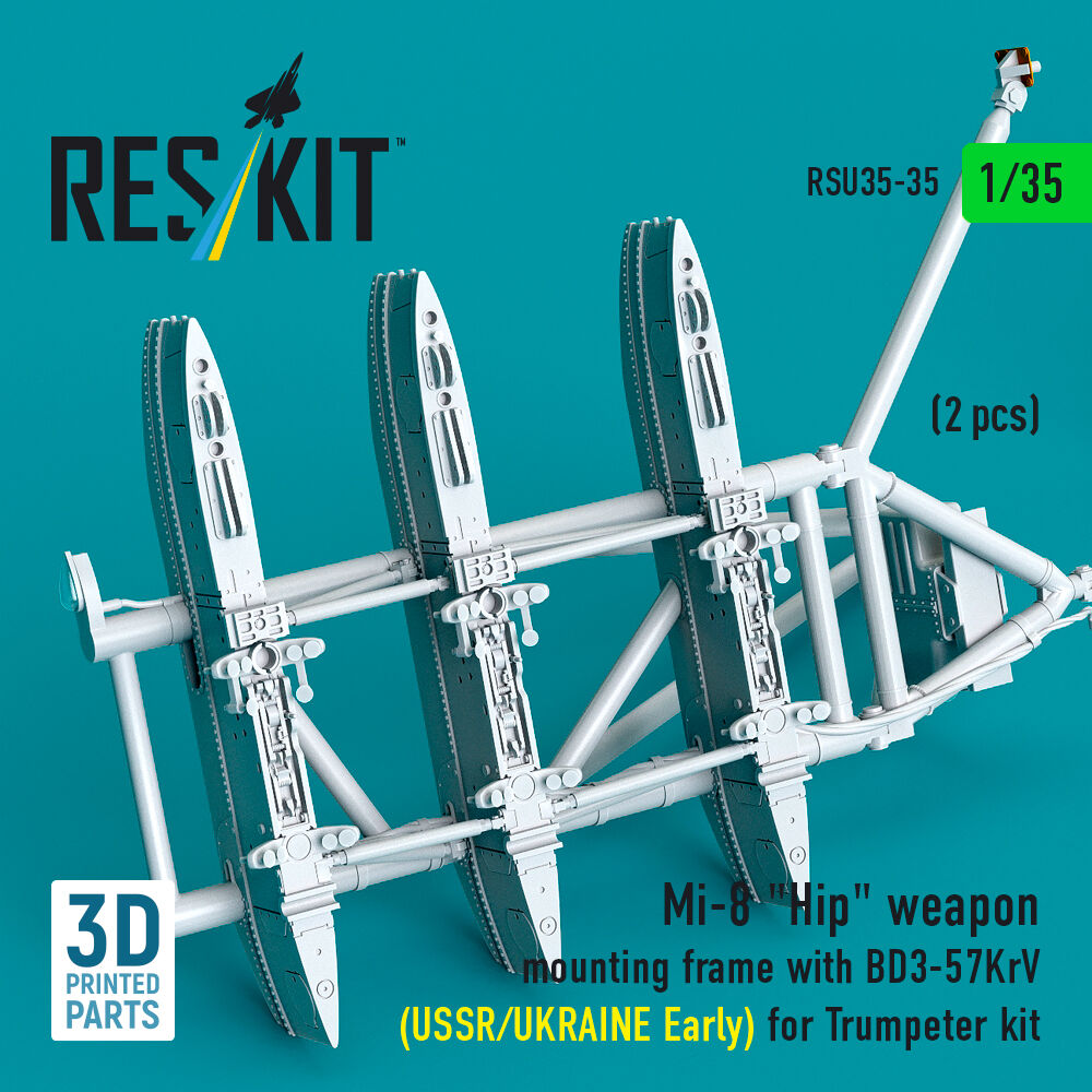 Mi-8 Hip weapon mounting frame with BD3-57KrV (USSR/UKRAINE Early) for Trumpeter kit (2 pcs) (3D Printed)
