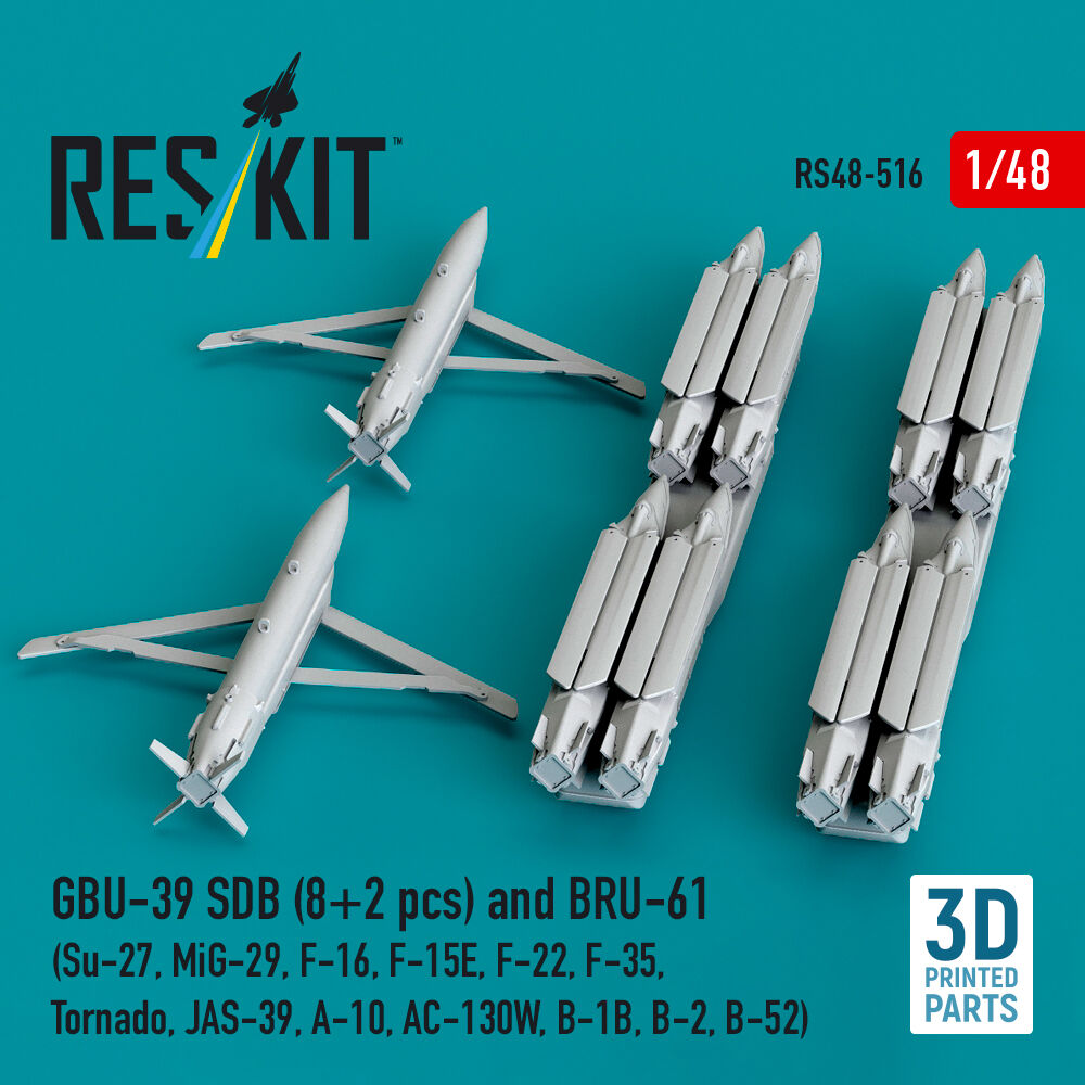 GBU-39 SDB (8 pcs) and BRU-61 (2 pcs) (Su-27, MiG-29, F-16, F-15E, F-22, F-35, Tornado, JAS-39, A-10, AC-130W, B-1B, B-2, B-52) (3D Printed)