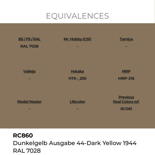 Real Colors: Dunkelgelb Ausgabe 44-Dark Yellow 1944 RAL 7028 17 ml.