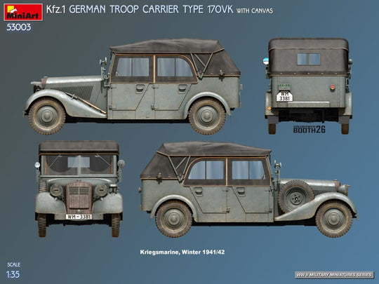 Kfz.1 German Troop Carrier Type 170VK w/Canvas