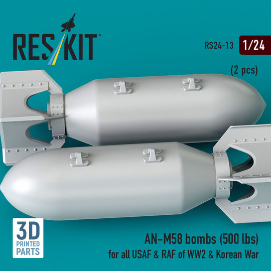 AN-M58 bombs (500 lbs) for all USAF & RAF of WW2 & Korean War (2 pcs) (3D Printed)