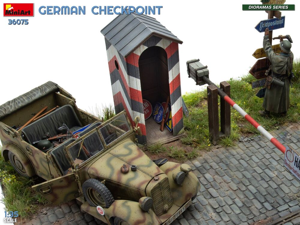 German Checkpoint. 3t Cargo Truck 3,6-36S & Kfz.1 Type 170VK w/ Feldgendarmerie. Big Set