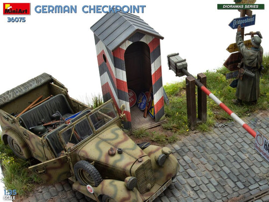 German Checkpoint. 3t Cargo Truck 3,6-36S & Kfz.1 Type 170VK w/ Feldgendarmerie. Big Set