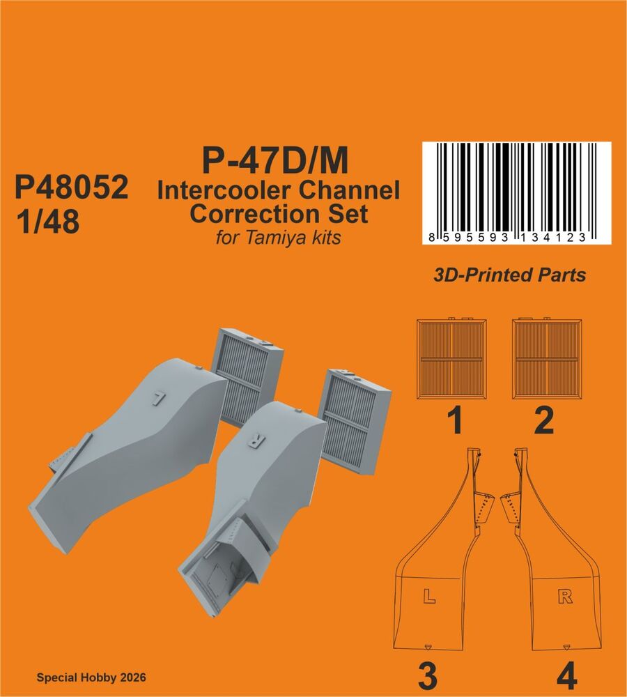 P-47D/M Intercooler Channel Correction Set for Tamiya