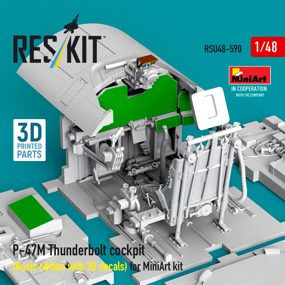 P-47M Thunderbolt cockpit (Basic edition with 3D decals) for MiniArt kit (3D Printed)