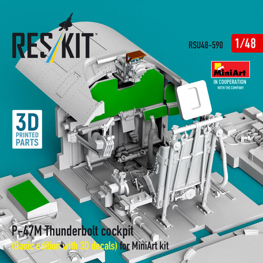 P-47M Thunderbolt cockpit (Basic edition with 3D decals) for MiniArt kit (3D Printed)