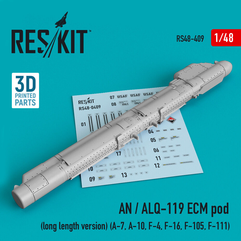 AN / ALQ-119 ECM pod (long length version) (A-7, A-10, F-4, F-16, F-105, F-111) (3D Printed)