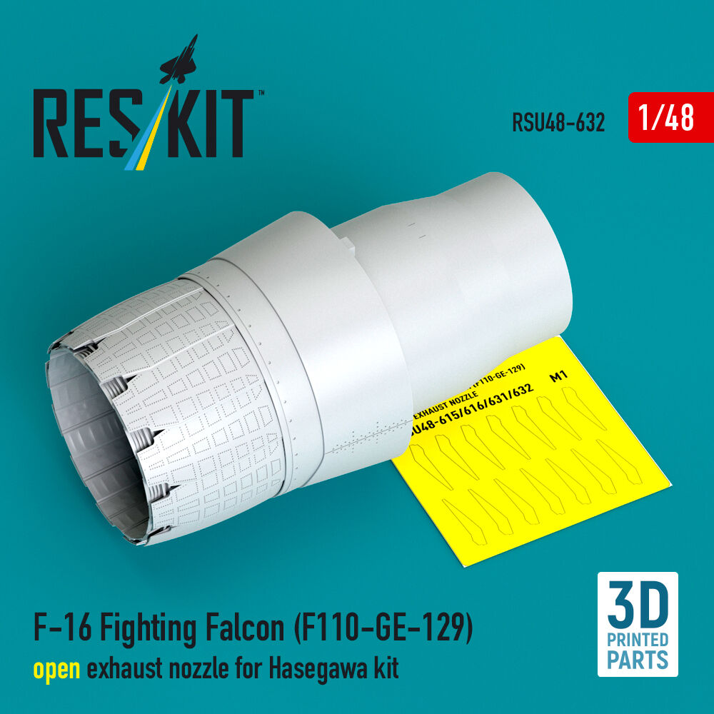 F-16 Fighting Falcon (F110-GE-129) open exhaust nozzle for Hasegawa kit (3D Printed)