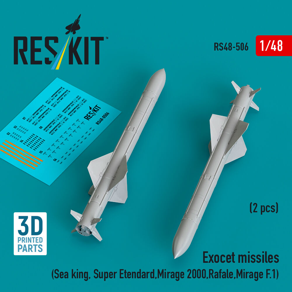 Exocet missiles (2 pcs) (Sea King, Super Etendard, Mirage 2000, Rafale, Mirage F.1) (3D Printed)