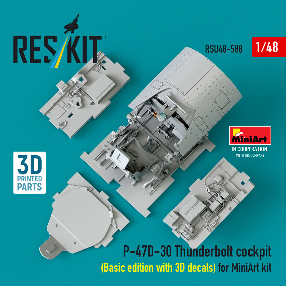 P-47D-30 Thunderbolt cockpit (Basic edition with 3D decals) for MiniArt kit (3D Printed)