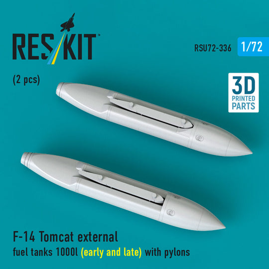 F-14 Tomcat external fuel tanks 1000l (early and late) with pylons (2 pcs) (3D Printed)