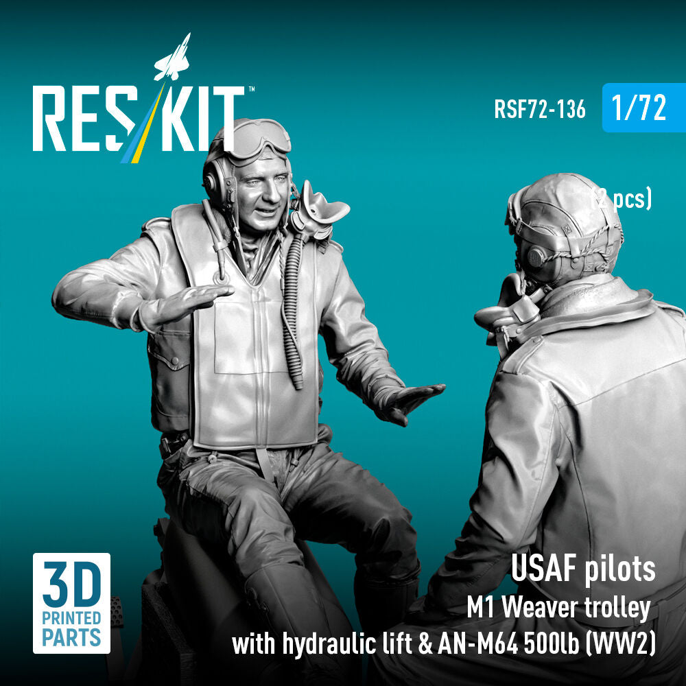 USAF pilots (2pcs) & M1 Weaver Hydraulic bomb lift & AN-M64 500lb (WW2) (3D Printed)